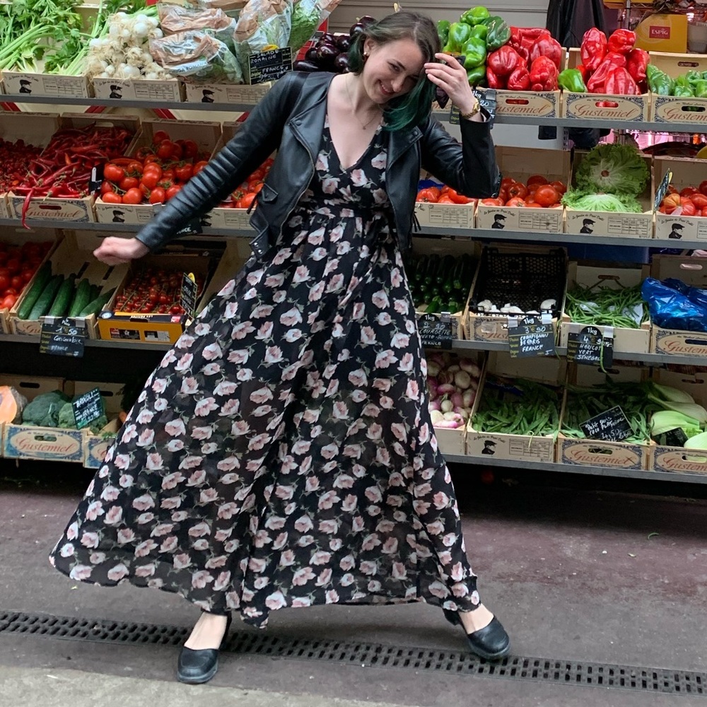 🌸5 FOR $20🌸 Forever 21 black floral wrap dress - Picture 7 of 7